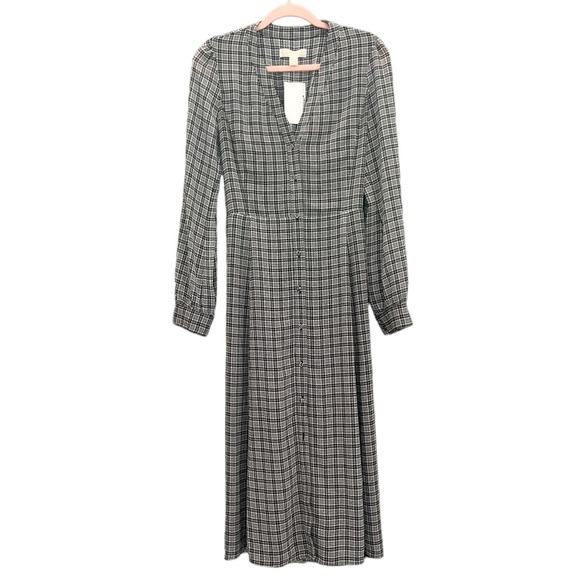 MICHAEL Michael Kors Houndstooth Midi Shirt Dress Black White NWT - Size Medium - Picture 4 of 4